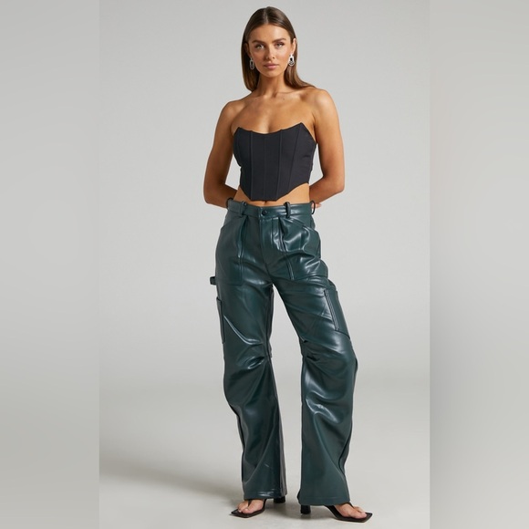 LIONESS MIAMI VICE PU PANT MOSS SIZE:XS - Picture 1 of 16